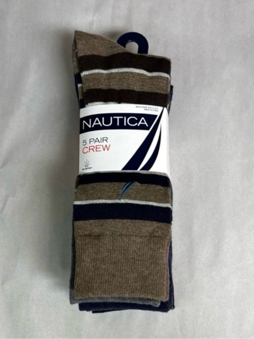 New Nautica Socks Men’s 5 Pair Multicolor Crew Sock Business Casual Dress Active